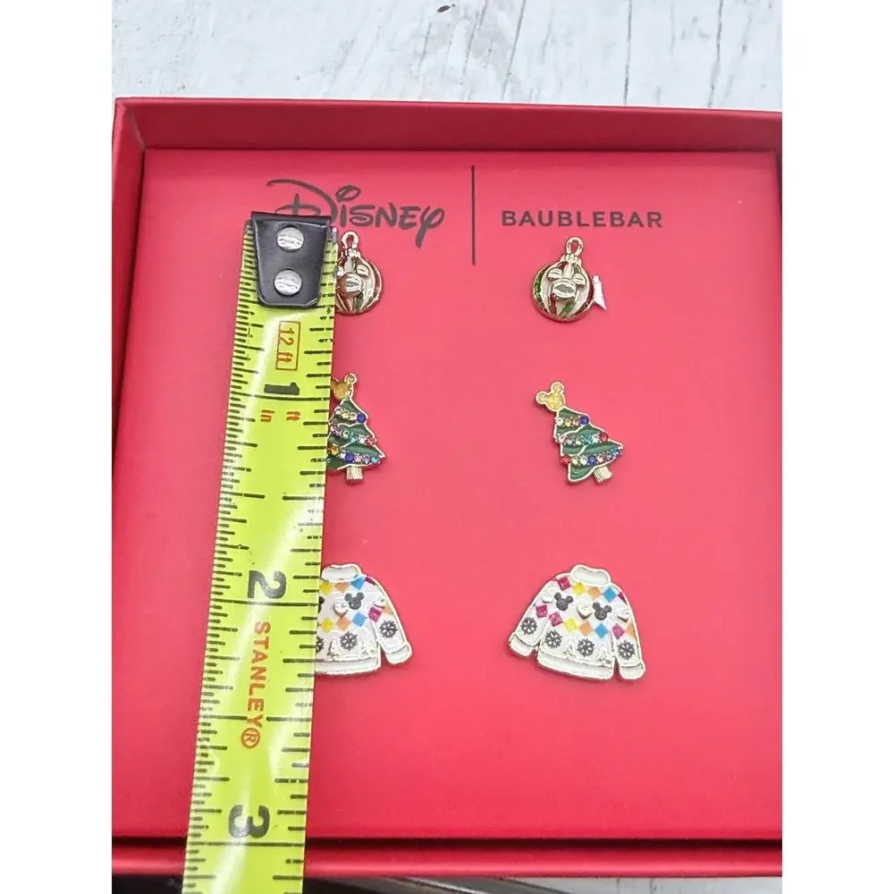 Disney Baublebar Set 3 Christmas Sweater Tree Ornament Earrings NEW in Box